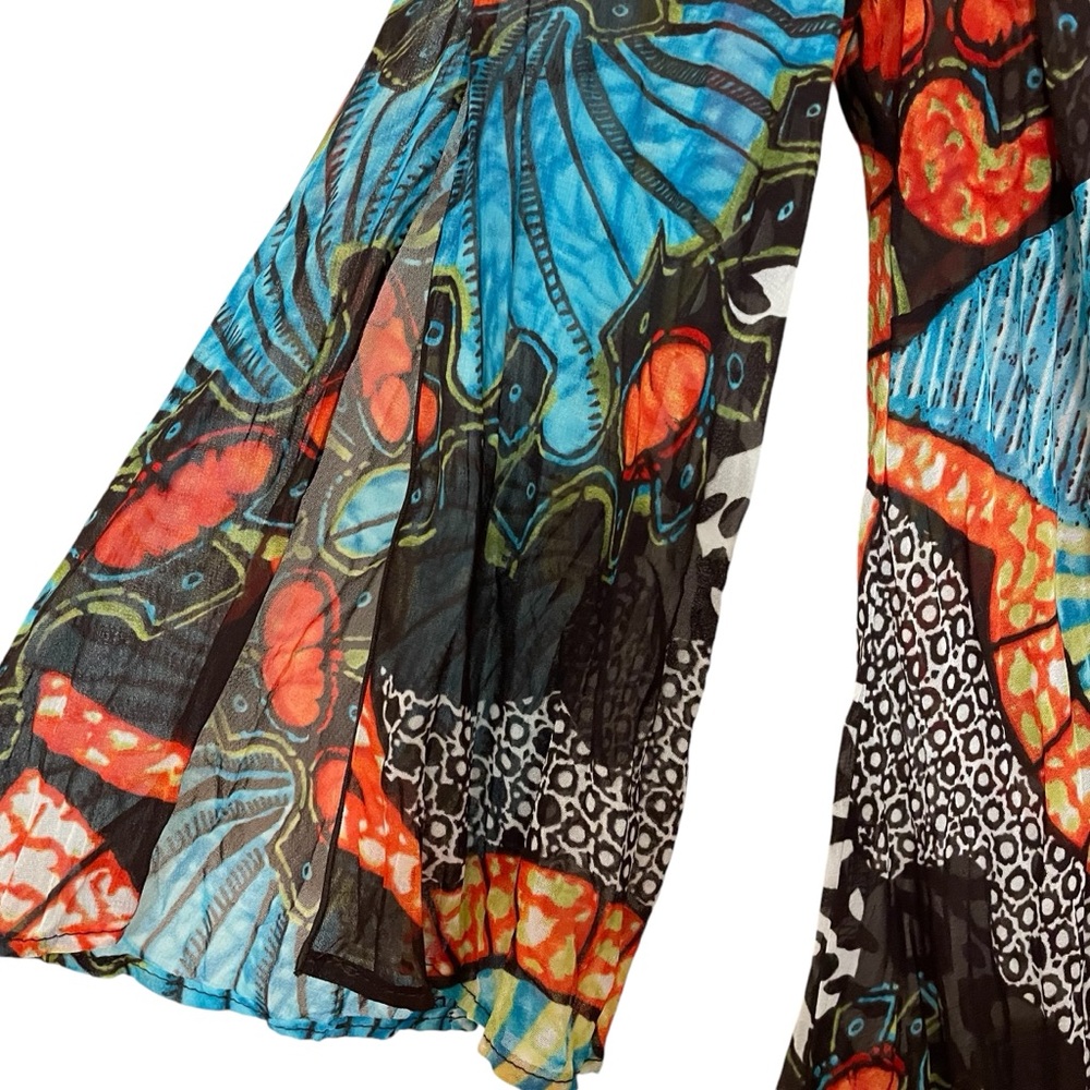 Bisou Bisou Boho Sheer Embellished 3/4 Sleeve Tunic Cover-up Dress - Picture 4 of 12